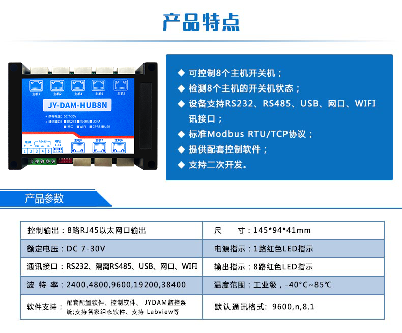 DAM-HUB8N 工業(yè)級I/O模塊產(chǎn)品特點