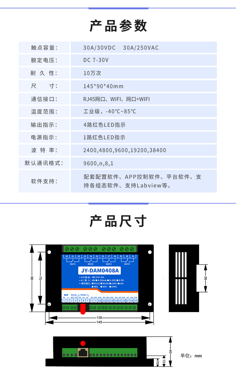 云平臺(tái) DAM-0408A 遠(yuǎn)程數(shù)采控制器產(chǎn)品參數(shù)