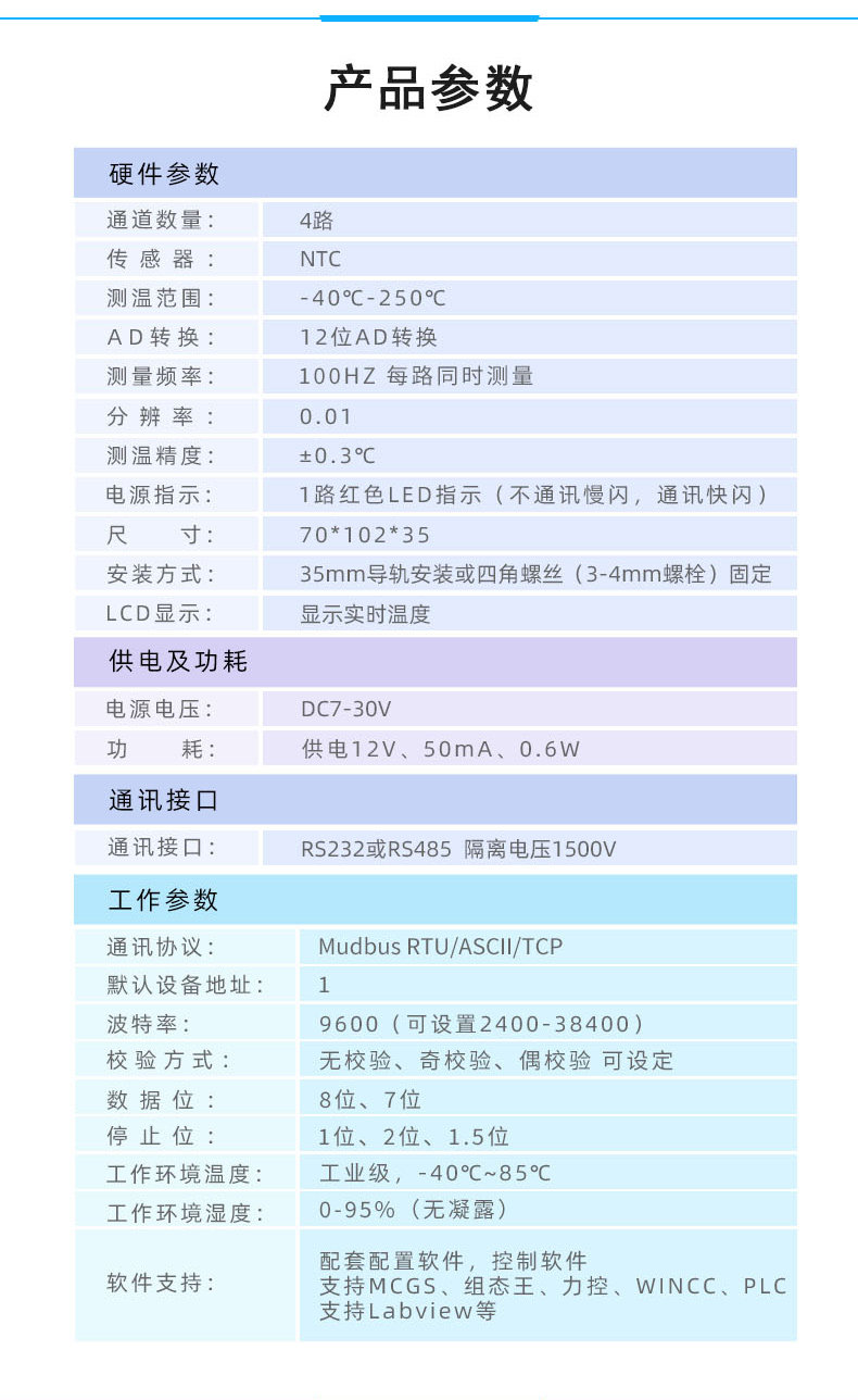 DAM-0400NTC 溫度采集模塊參數(shù) DAM-0400NTC 溫度采集模塊參數(shù)