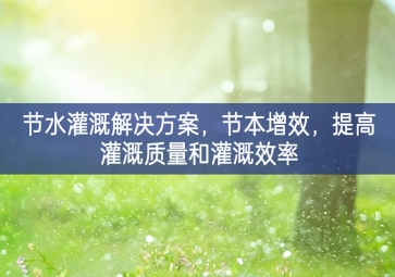 「智慧環(huán)?！构?jié)水灌溉解決方案，節(jié)本增效，提高灌溉質(zhì)量和灌溉效率